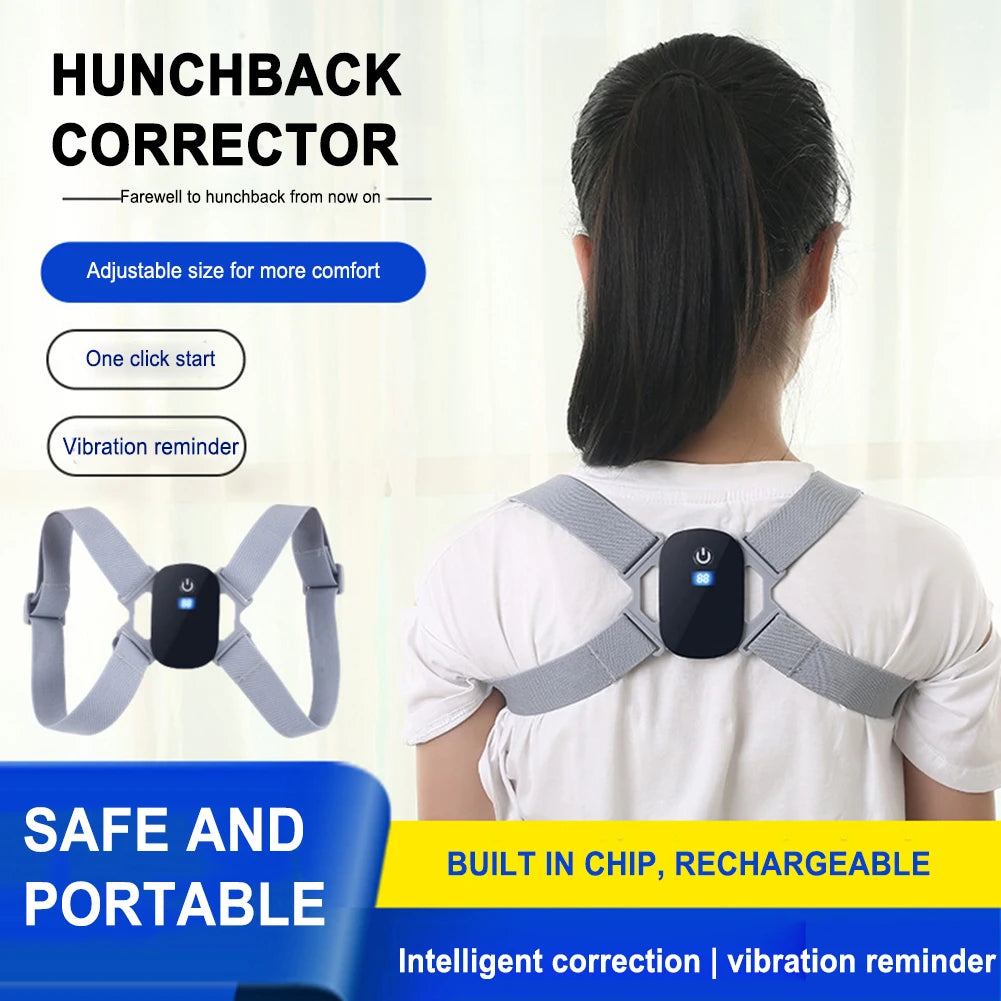 LCD 8-shaped Shoulder Training Corrector Rechargeable 400mAh Back Correction Belts Vibration Reminder Adjustable for Work Sudy