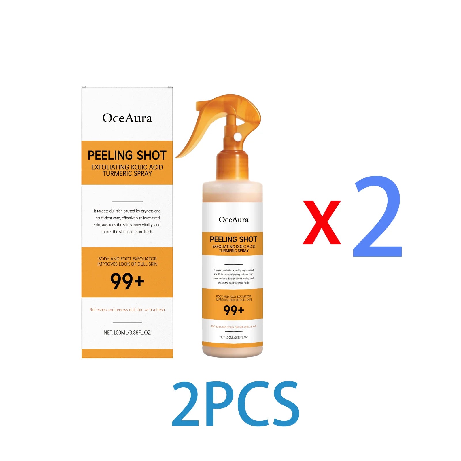 Kojic Acid Turmeric Body Exfoliating Spray with Hyaluronic Acid Niacinamide for Brightening Dark Spots Gentle Exfoliation 100ml